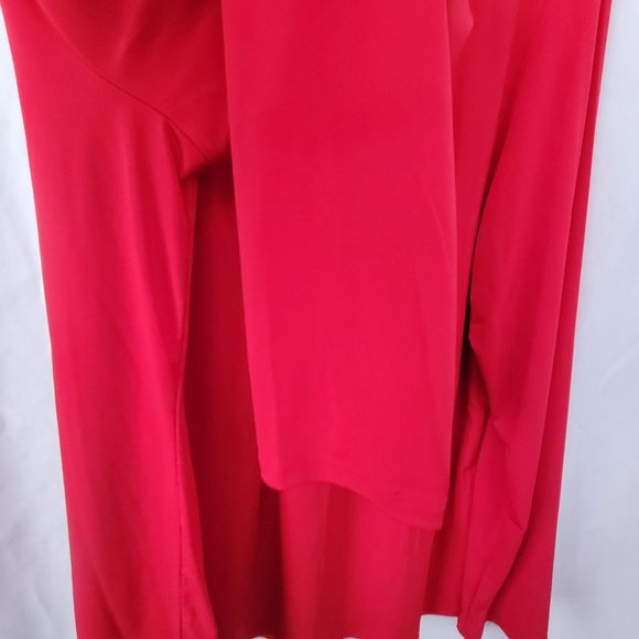 Liz Claiborne Career Red Blouse embellished long sleeves keyhole dressy XXL GUC - Picture 8 of 13